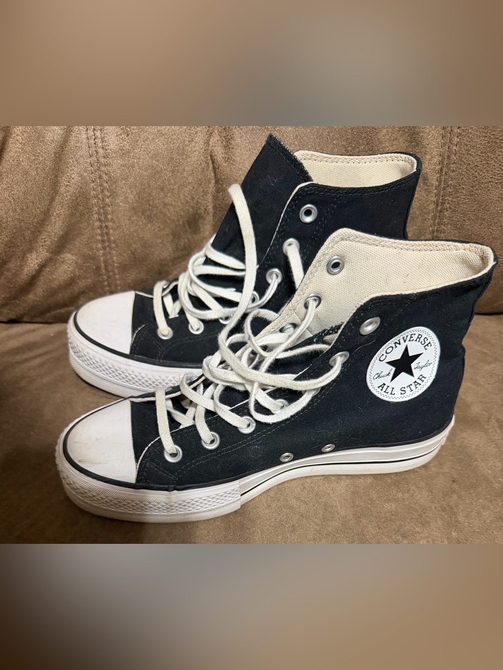 Converse High Top Platform Sneakers in Black